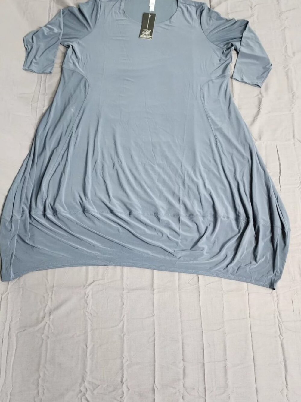 Marla Wynne Womens 3X Plus Slate Blue Asymmetric Draped Stretch Midi Dress